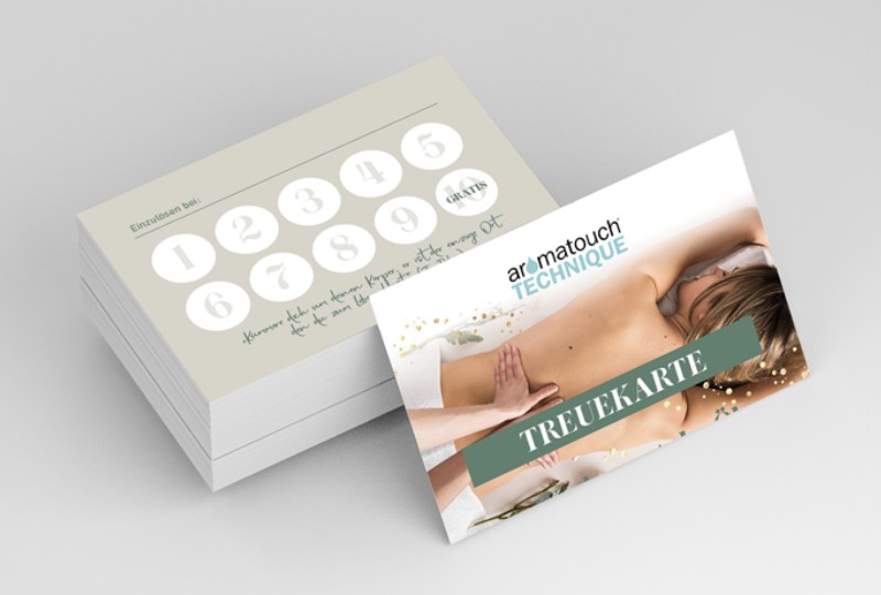 Meine AromaTouch-Treuekarte mit 10 Stempelfeldern – das 10. Feld ist gratis